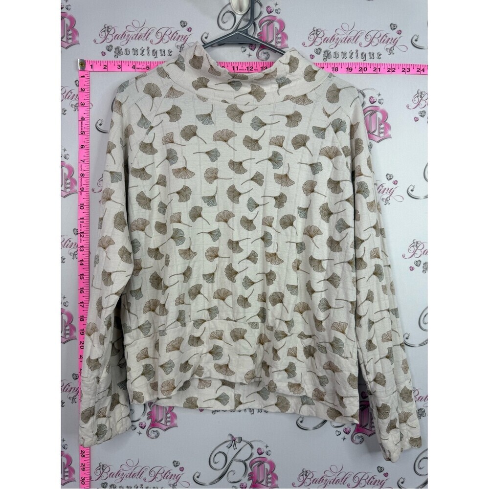 Neutral Leaf Print Long Sleeve Women's Sweater
